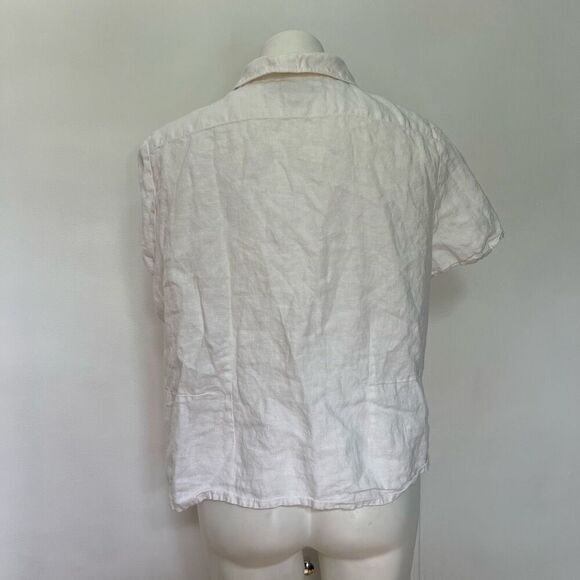 Flax 100% Linen white Button down shirt - Picture 2 of 6